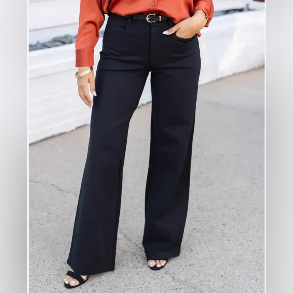 Grace & Lace Pocketed Wide Leg Pants in BLACK Size 8 NWT